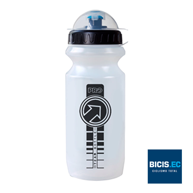 Caramañola PRO TEAM transparente de 600ml con tapa protectora
